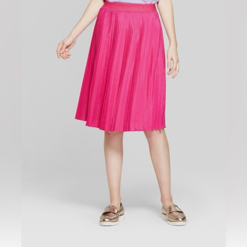 A New Day Pink Knee-Length A-Line Pleated Skirt